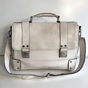 Carlo Pazolini Vintage White Leather Briefcase / Messenger Bag - Unisex